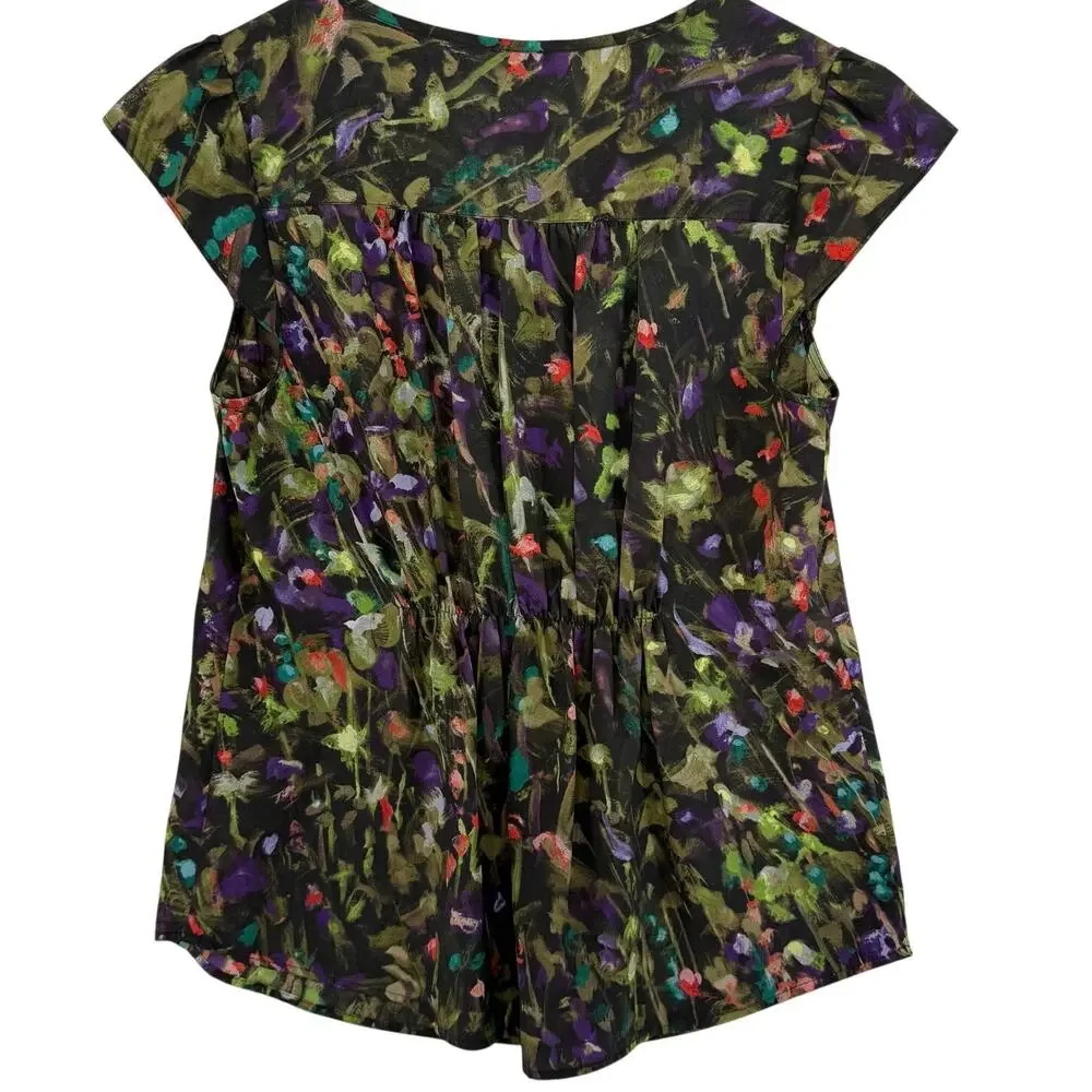 J. Crew Floral Cap Sleeve Blouse S